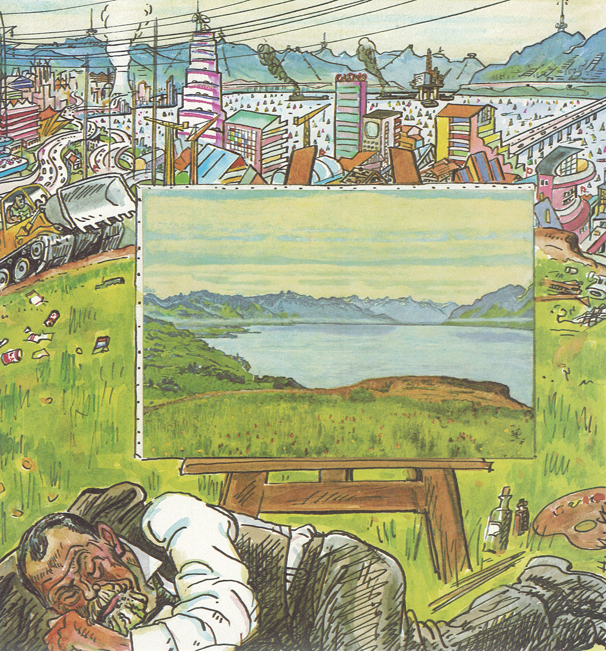 Landschaft am Genfersee, frei nach Ferdinand Hodler